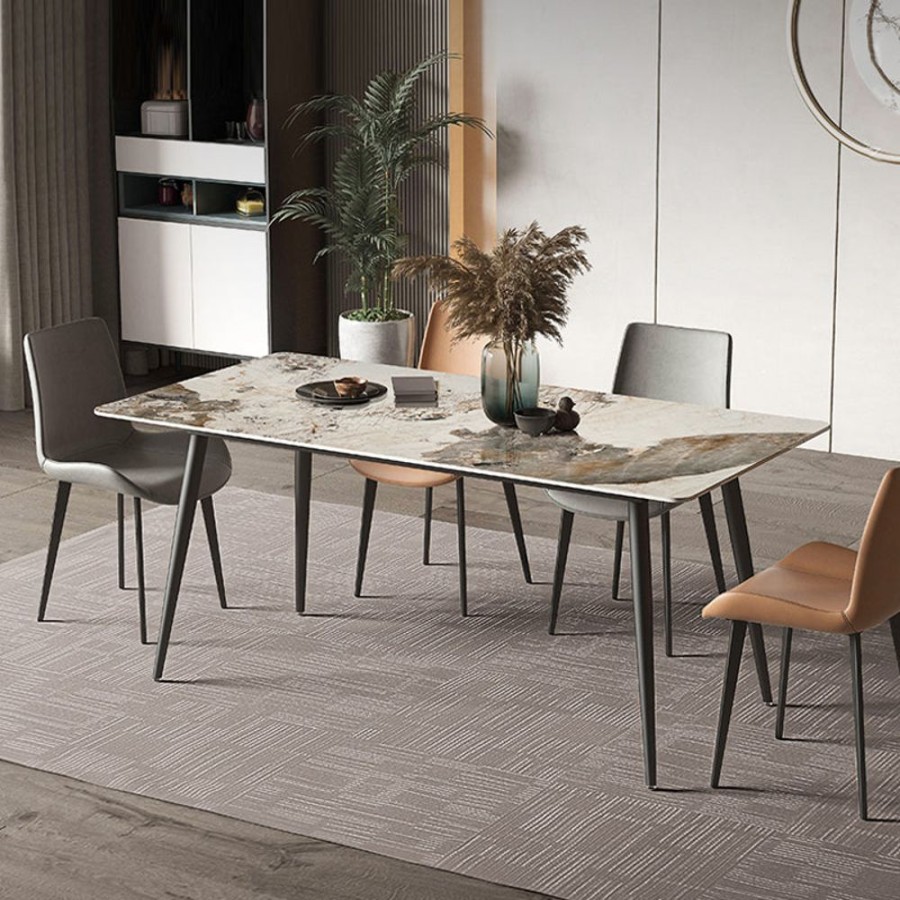 Dining Room 25home | Aalto Rounded Rectangle Pandora Sintered-Stone Dining Set