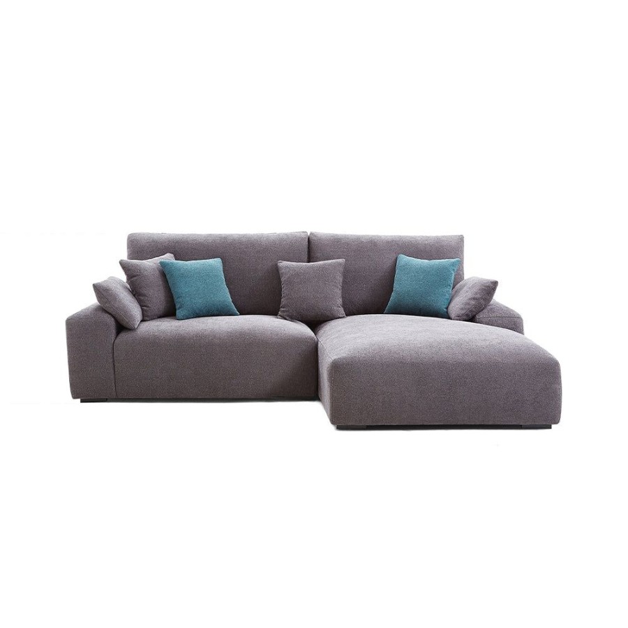 Living Room 25Home | Salo Wide Armrest Box Sectional With Chaise Dark Gray