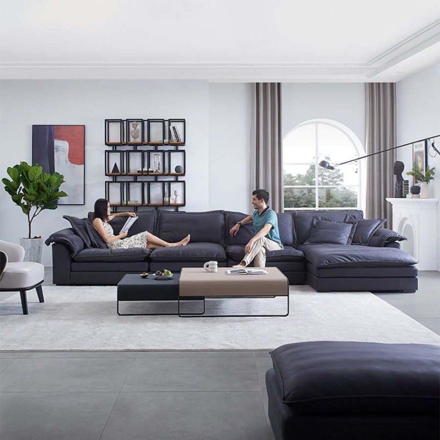 Living Room 25home | Sandwich Sectional Black