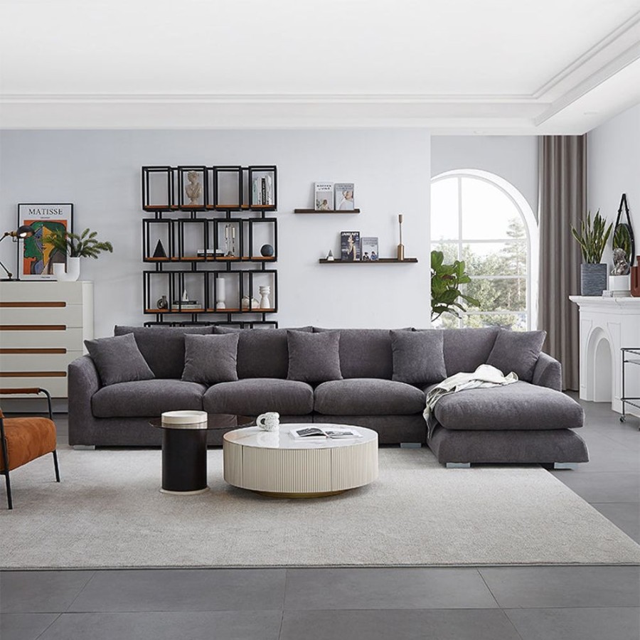 Living Room 25Home | Aalto Boutique Polyester Feathers Sectional Grey