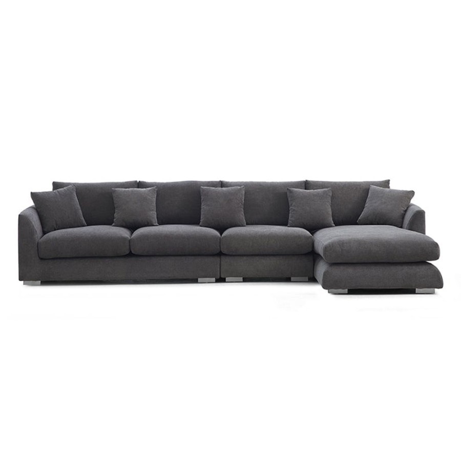 Living Room 25Home | Aalto Boutique Polyester Feathers Sectional Grey