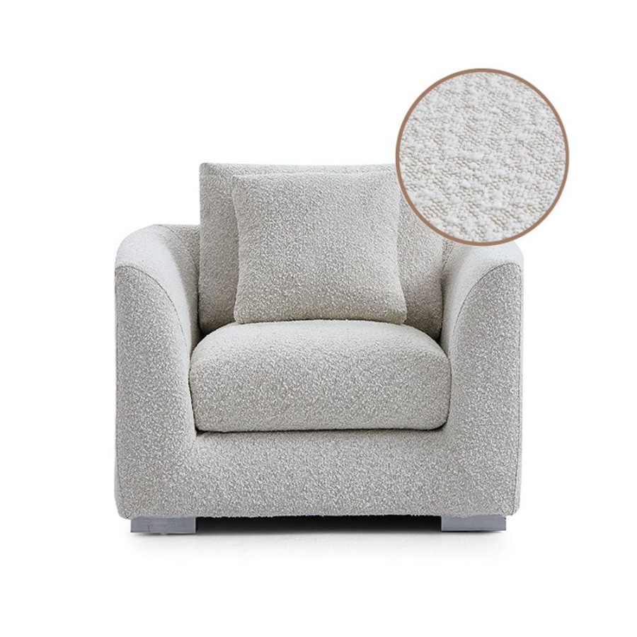 Living Room Trends Furniture Inc | Feathers Armchair Covers Boucle White