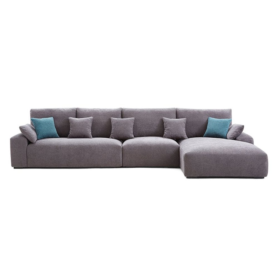 Living Room 25Home | Polyester Box Sectional Dark Gray