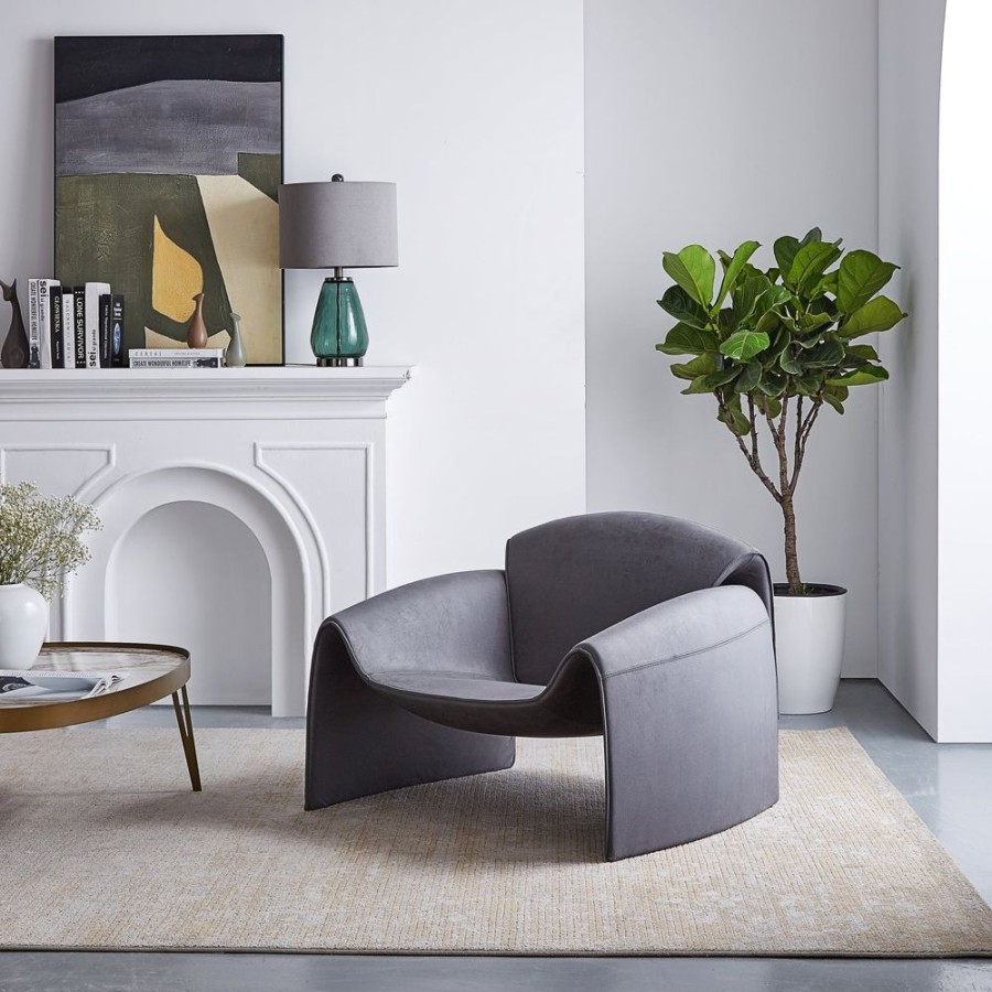 Living Room 25Home | Salo Luxury Le Club Armchair Gray