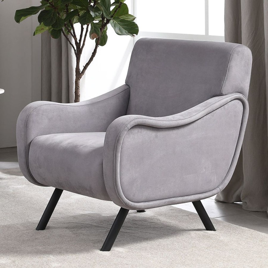 Living Room 25Home | Salo Suede Lady Chair Gray