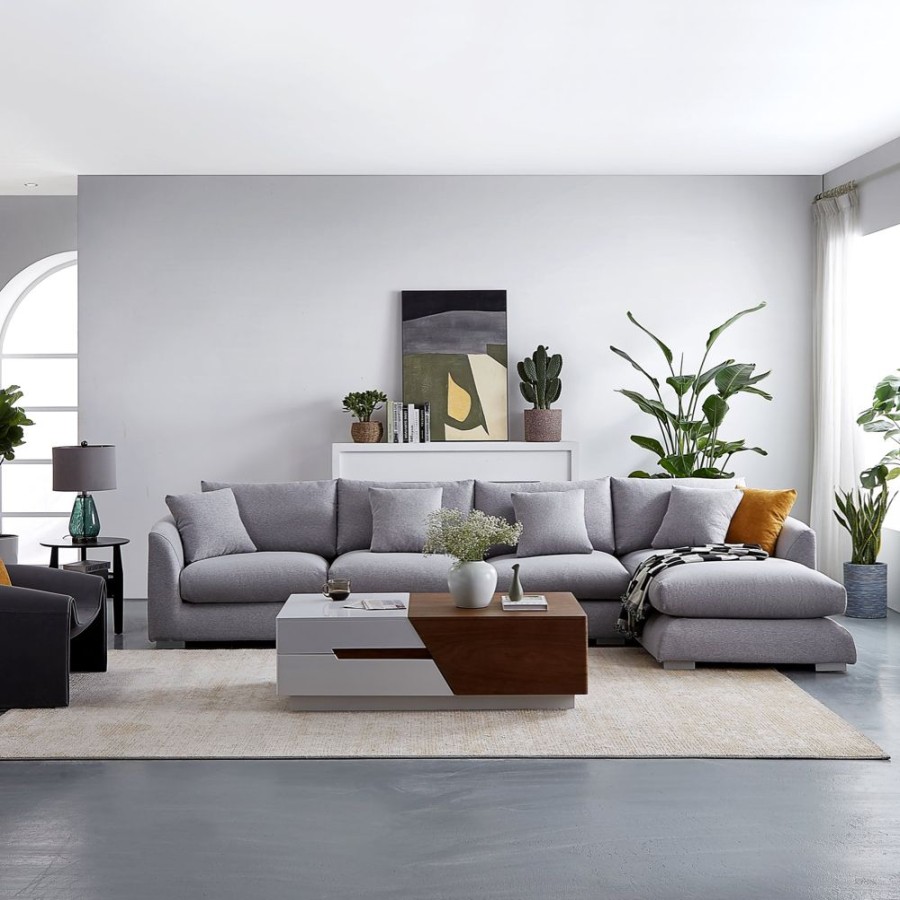 Living Room 25Home | Aalto Boutique Feathers Sectional Light Grey