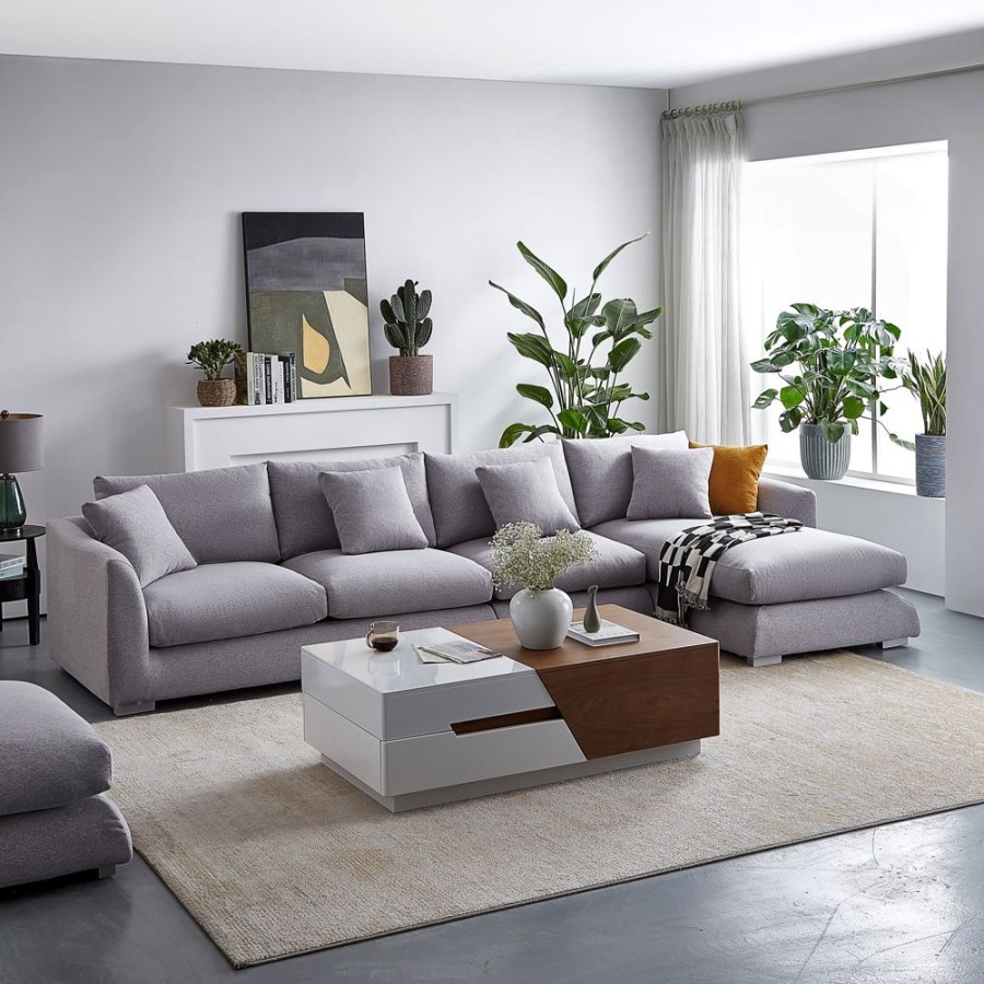 Living Room 25Home | Aalto Boutique Feathers Sectional Light Grey