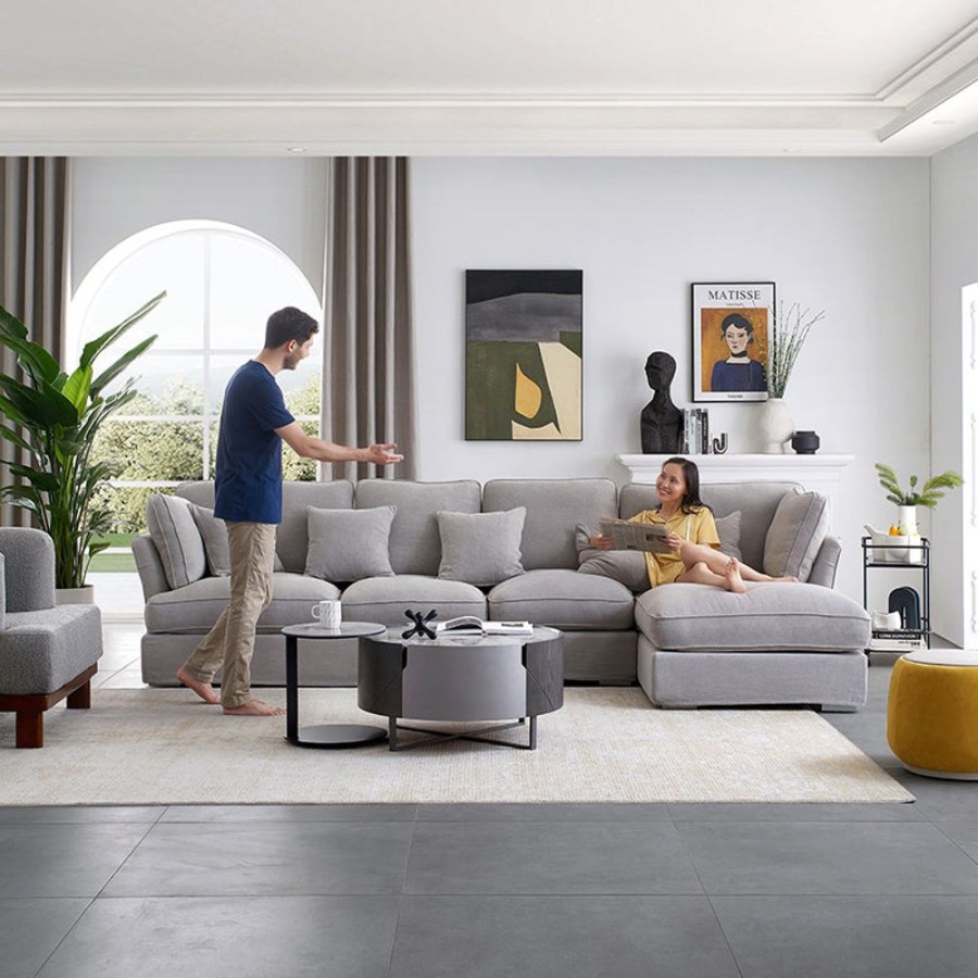 Living Room 25Home | Hygge Facing Left Sectional Lounger Gray