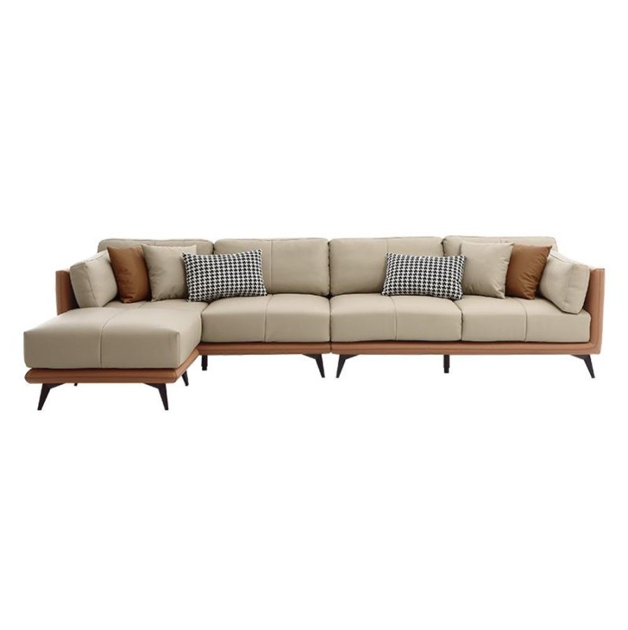 Living Room 25home | All-Leather L-Shaped Sectional