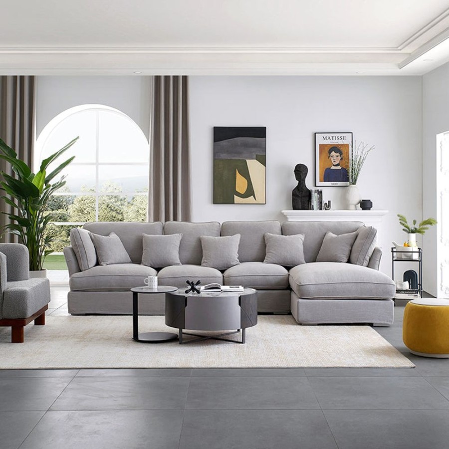 Living Room 25Home | Hygge Sectional Lounger Gray