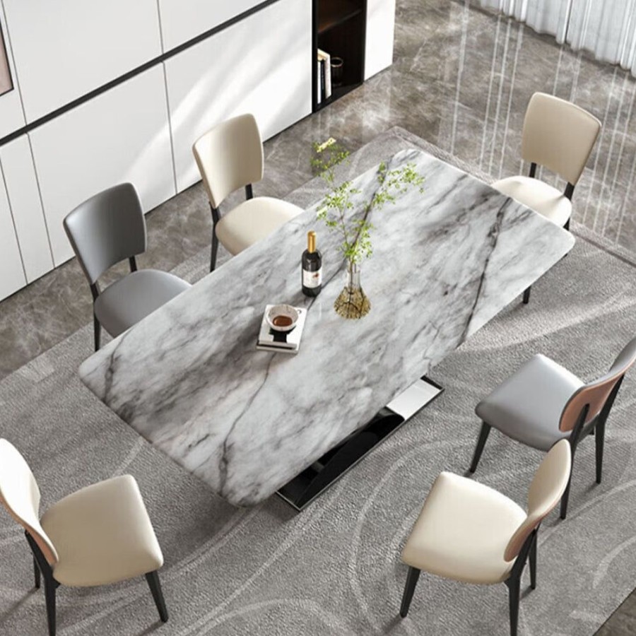 Dining Room Trends Furniture Inc | Marble Dining Table With U-Shaped Base