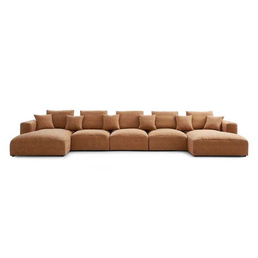 Living Room 25home | Air Leather Industrial U-Sectional