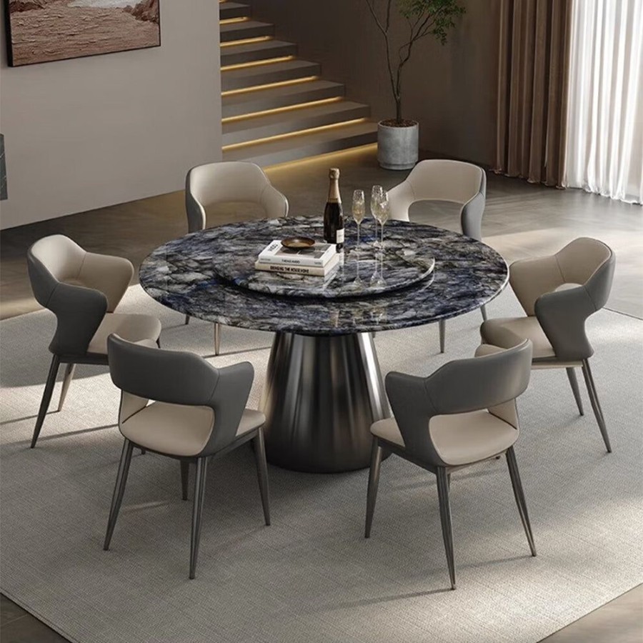 Dining Room Trends Furniture Inc | Round Super-Crystalline Stone Dining Table