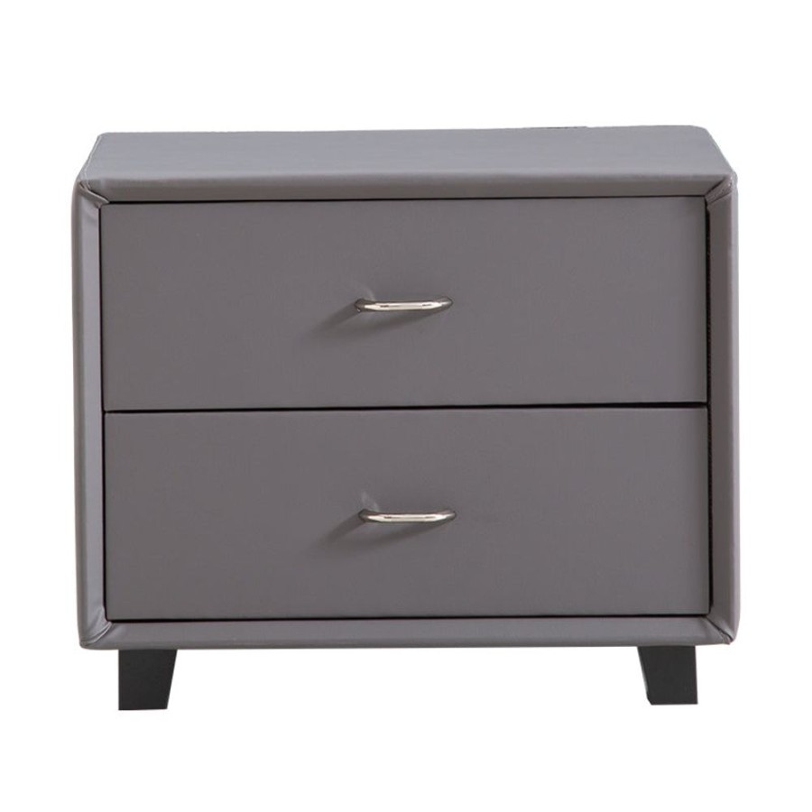 Living Room 25Home | Aalto Urban 2-Drawer Nightstand With Metal Handles Gray