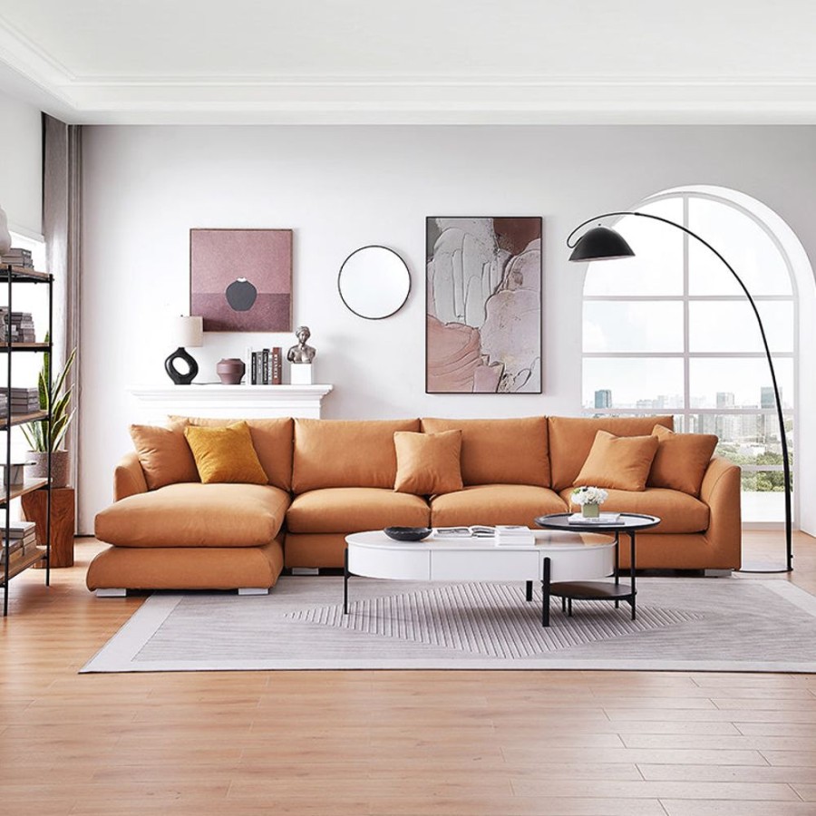 Living Room 25home | Aalto Boutique Air Leather Feathers Sectional