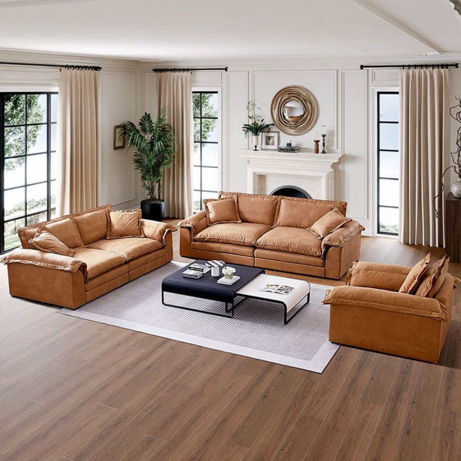 Living Room 25home | Sandwich Sofa Set 1 Camel