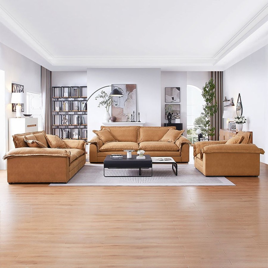 Living Room 25home | Sandwich Sofa Set 1 Camel