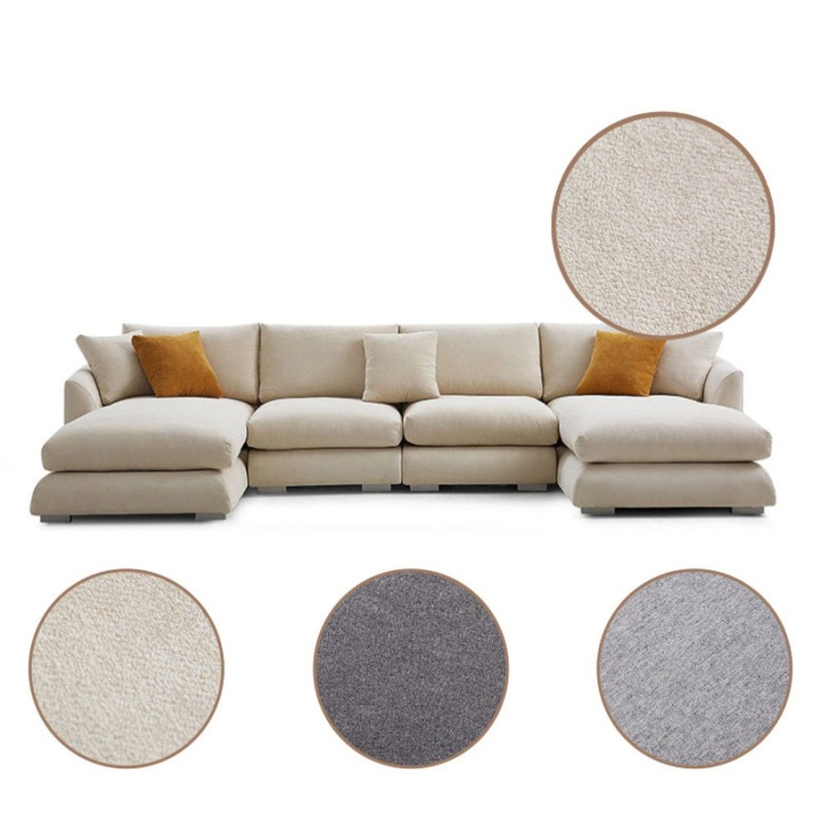 Living Room 25Home | Polyester Covers Feathers Double Chaise Sectional