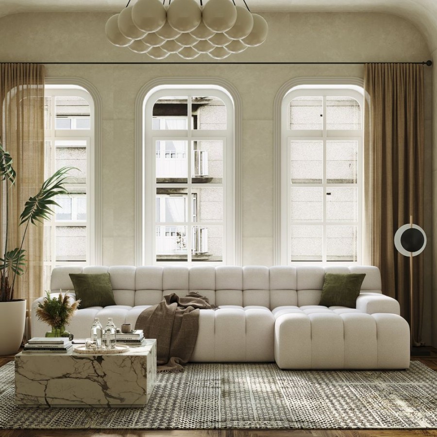 Living Room 25Home | Marshmallow L-Shaped Sectional Beige