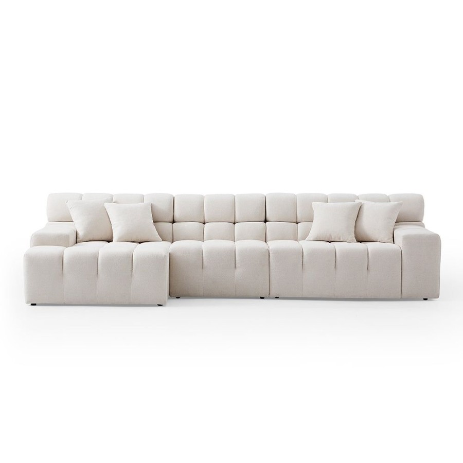 Living Room 25Home | Marshmallow L-Shaped Sectional Beige