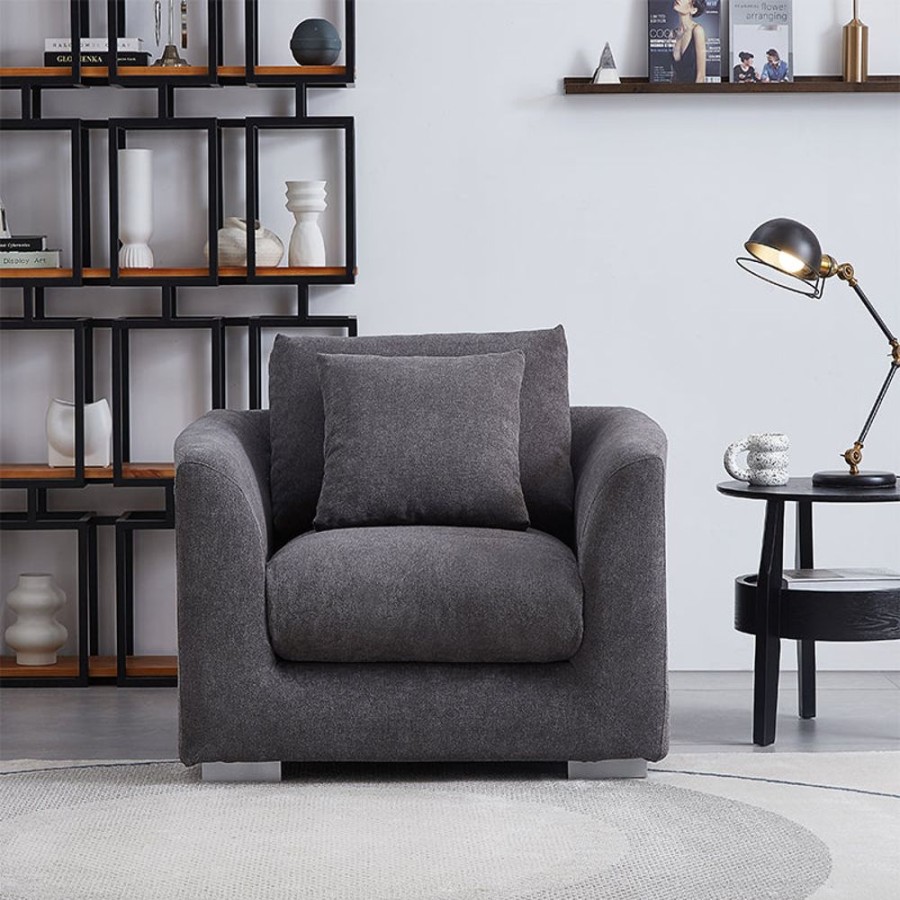 Living Room 25Home | Aalto Boutique Polyester Feathers Armchair Grey