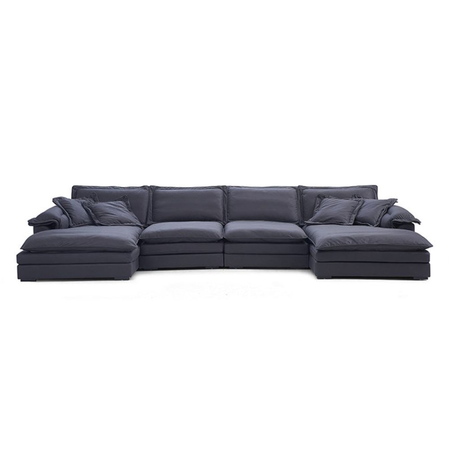 Living Room 25home | Sandwich U-Sectional Black