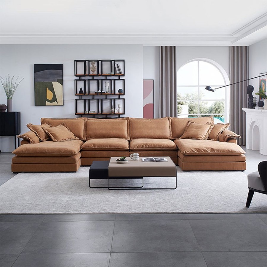 Living Room 25home | Sandwich U-Sectional Camel