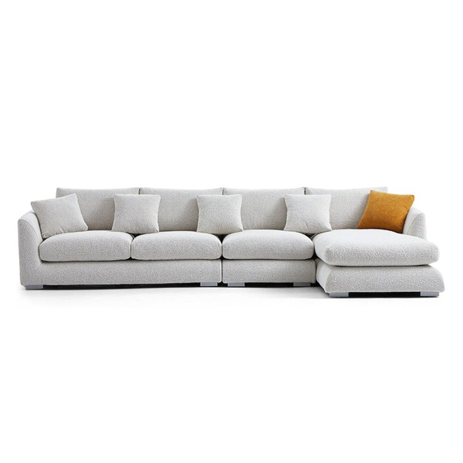 Living Room Trends Furniture Inc | Aalto Boutique Feathers Sectional Boucle White