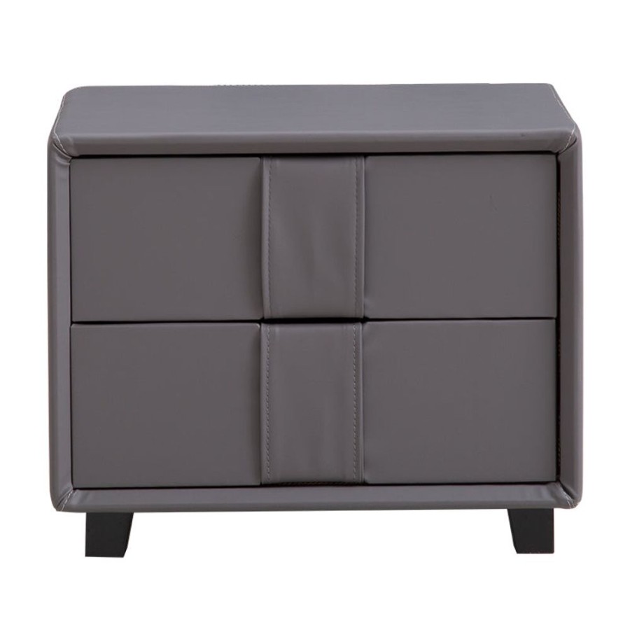 Living Room 25Home | Aalto Urban 2-Drawer Nightstand With Vertical Handles Gray