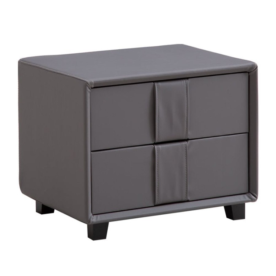 Living Room 25Home | Aalto Urban 2-Drawer Nightstand With Vertical Handles Gray