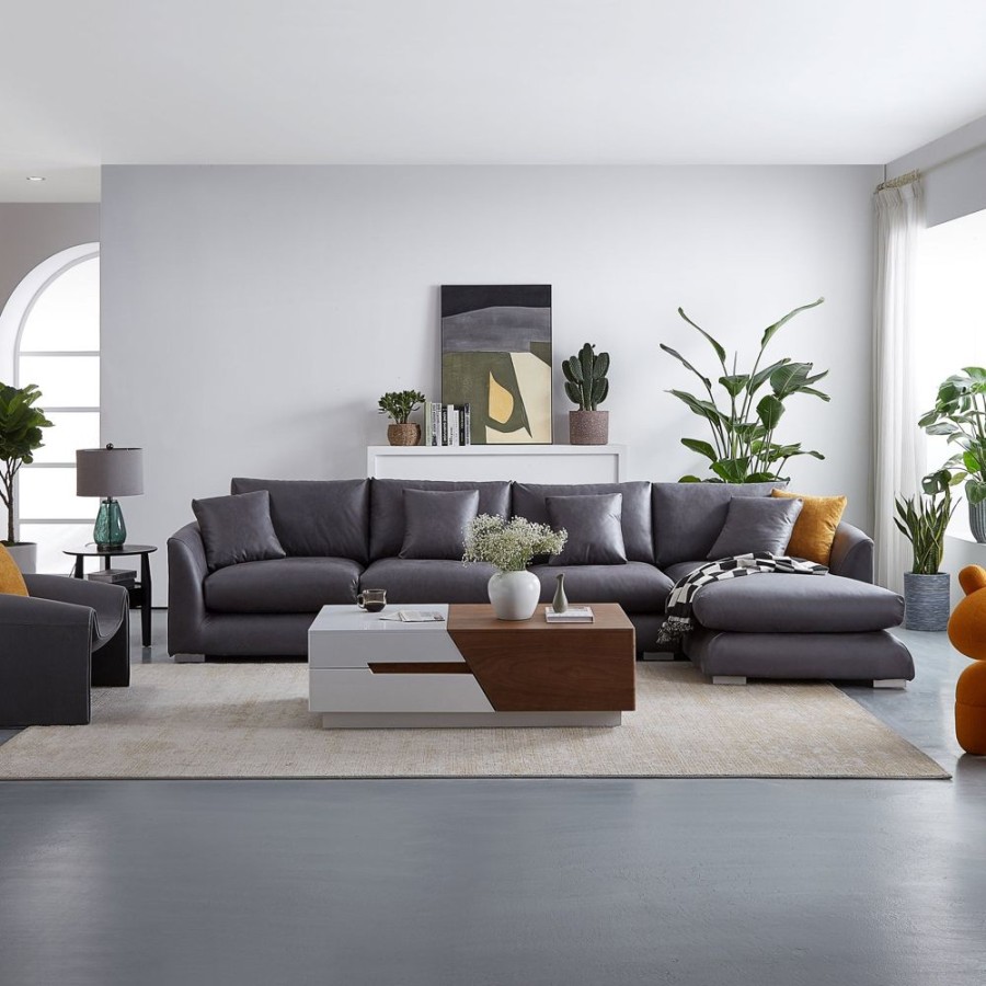 Living Room 25Home | Aalto Boutique Feathers Sectional Black