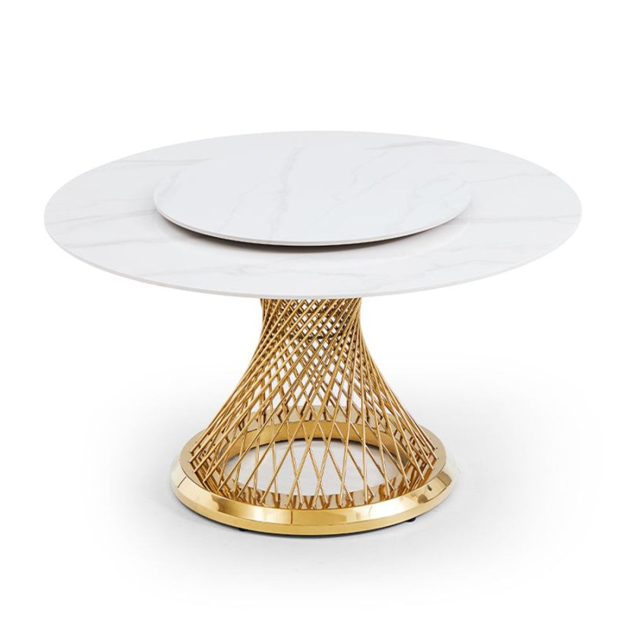 Dining Room Trends Furniture Inc | Round Sintered-Stone Dining Table With Turntable