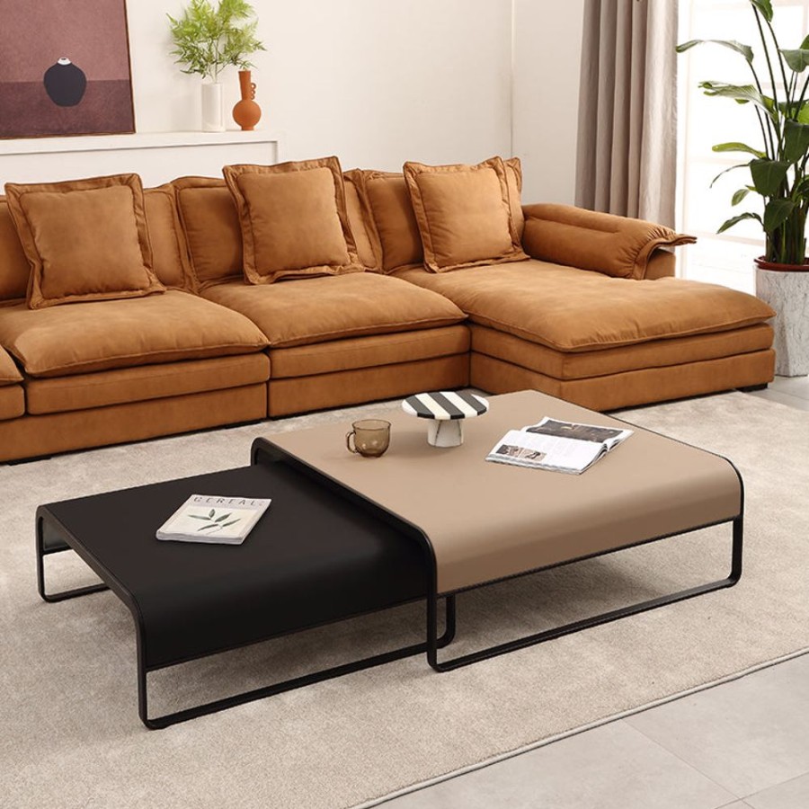 Living Room 25home | Salo Microfiber Leather Nesting Coffee Table