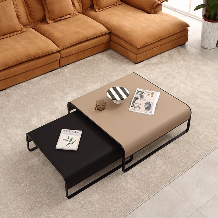 Living Room 25home | Salo Microfiber Leather Nesting Coffee Table