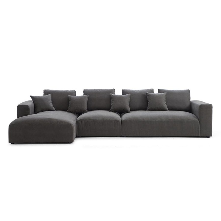 Living Room 25Home | Air Leather Industrial Sectional Gray