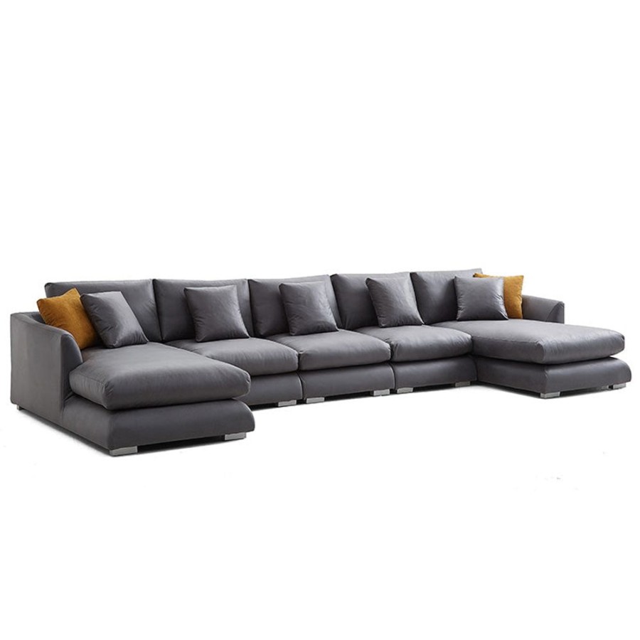 Living Room 25Home | Aalto Boutique Feathers Double Chaise Sectional Black