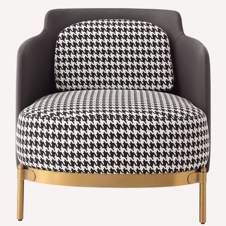 Living Room 25Home | Salo Urban Houndstooth Barrel Chair White