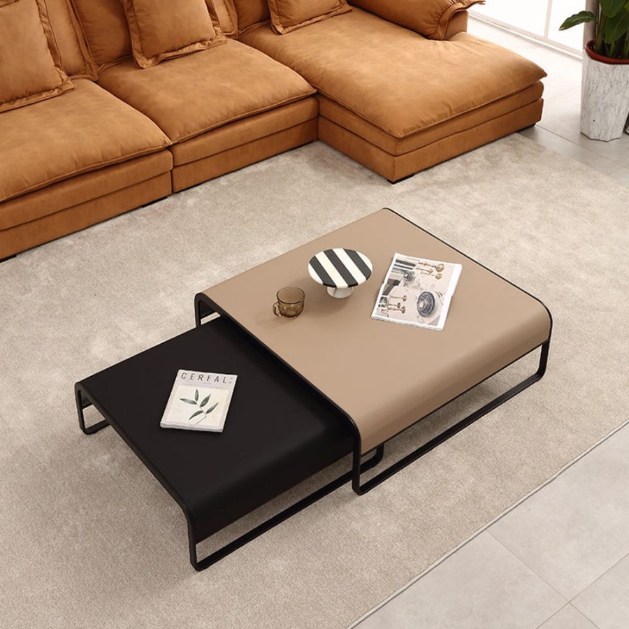 Living Room 25home | Salo Microfiber Leather Nesting Coffee Table