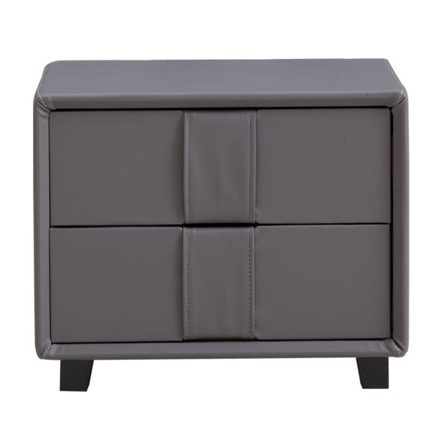 Bedroom 25Home | Aalto Urban 2-Drawer Nightstand With Vertical Handles Gray