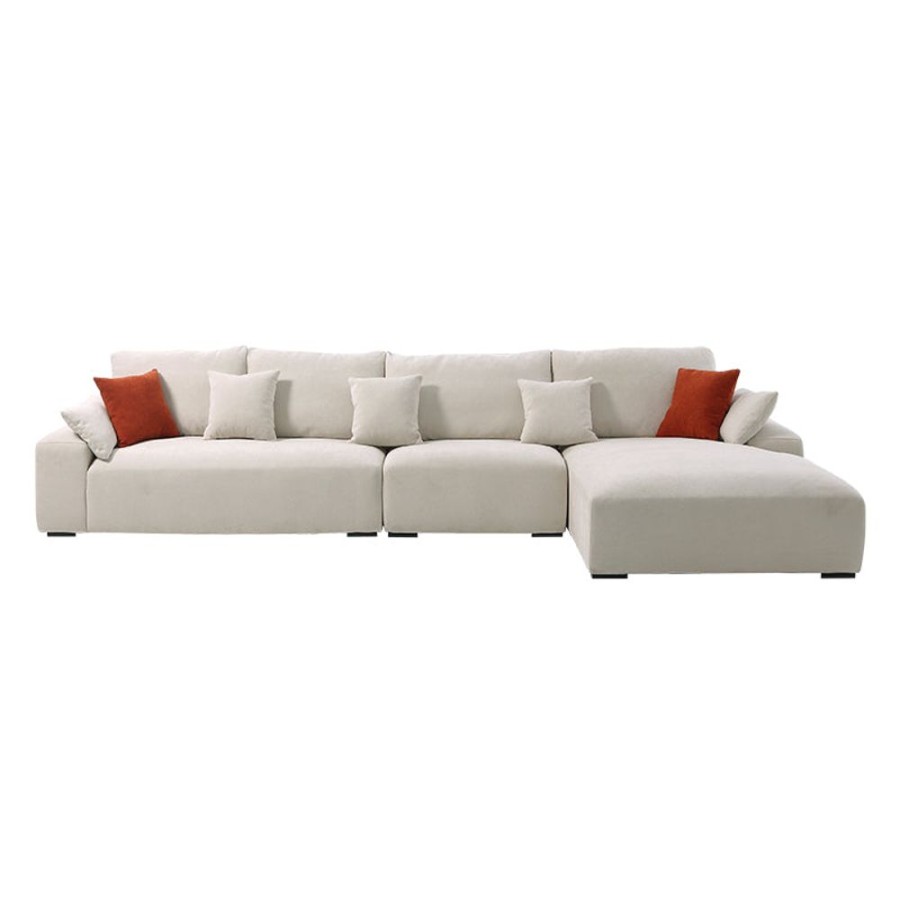 Living Room 25Home | Polyester Box Sectional Beige