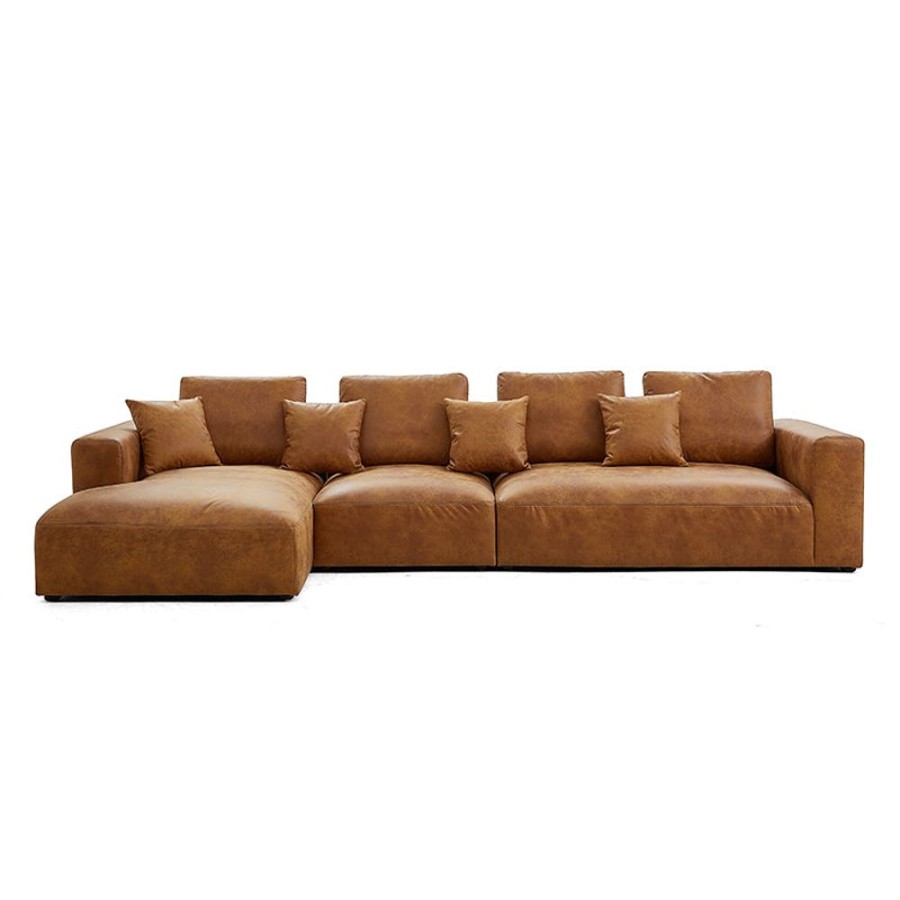 Living Room 25Home | Air Leather Industrial Sectional