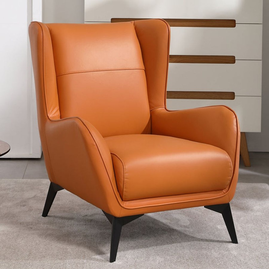 Living Room 25Home | Aalto Casual Wingback Lounge Chair Orange