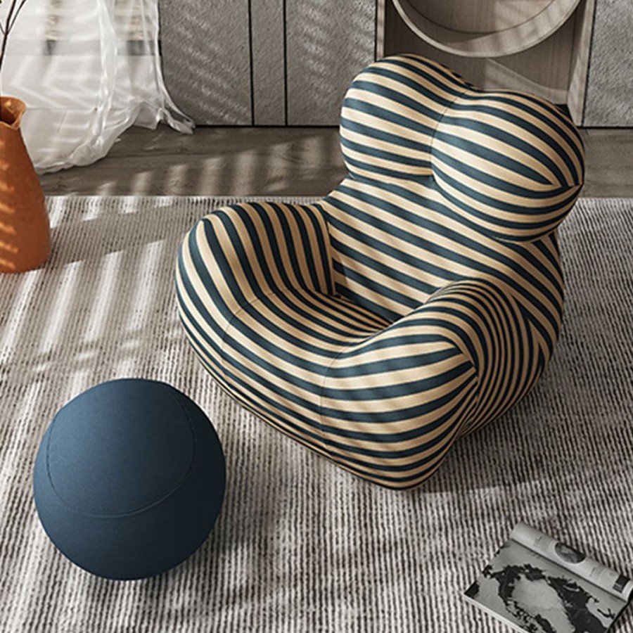 Living Room 25Home | Salo Iconic Stripe La Mamma Up Armchair And Ottoman Dark Blue