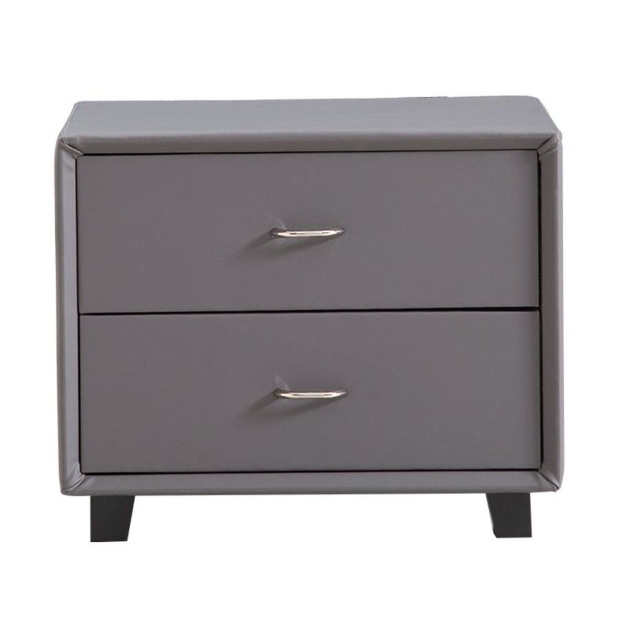 Bedroom 25Home | Aalto Urban 2-Drawer Nightstand With Metal Handles Gray