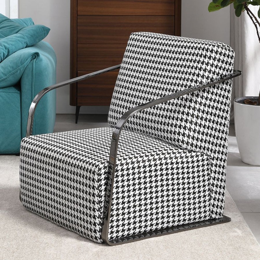 Living Room 25Home | Salo Retro Houndstooth Floor Armchair White