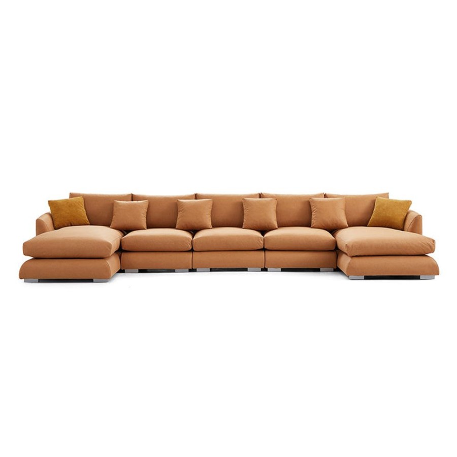 Living Room 25home | Aalto Boutique Air Leather Feathers U Sectional