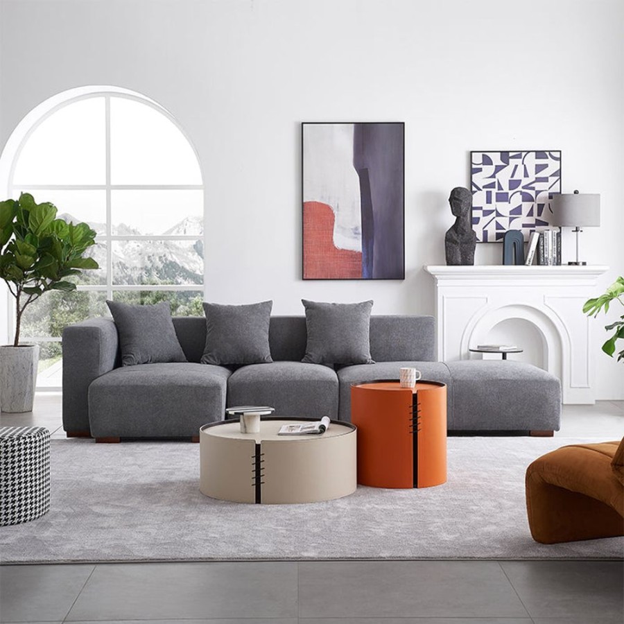 Living Room 25Home | Tetris Gray Ricky Sectional Dark Grey