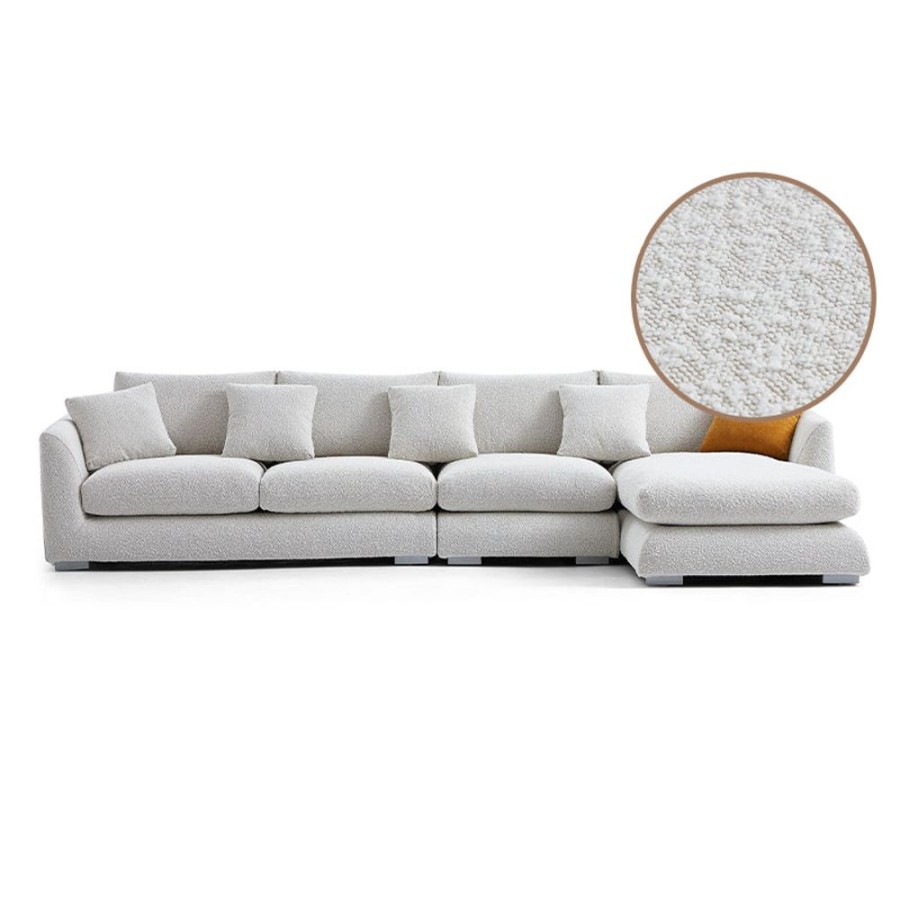 Living Room Trends Furniture Inc | Feathers Sectional Covers Boucle White